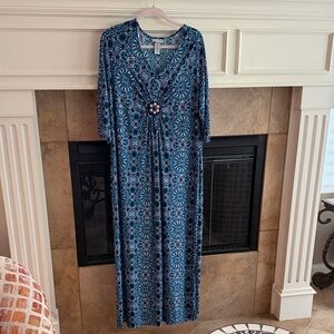 Catherines Blue Floral Maxi Dress